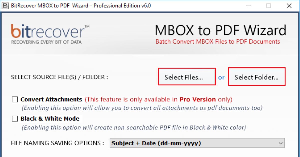 BitRecover MBOX to PDF Wizard For Windows